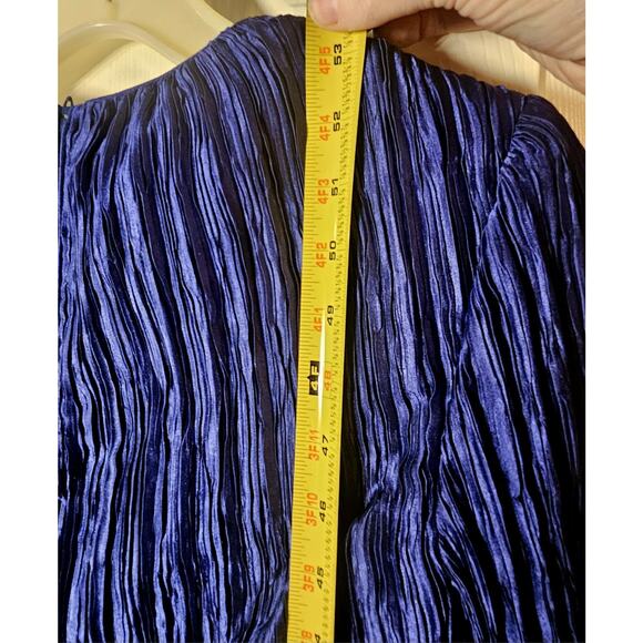 Mary McFadden Couture Royal Blue Plisse Evening Gown Sz 8 1980s Designer Formal - Picture 5 of 7
